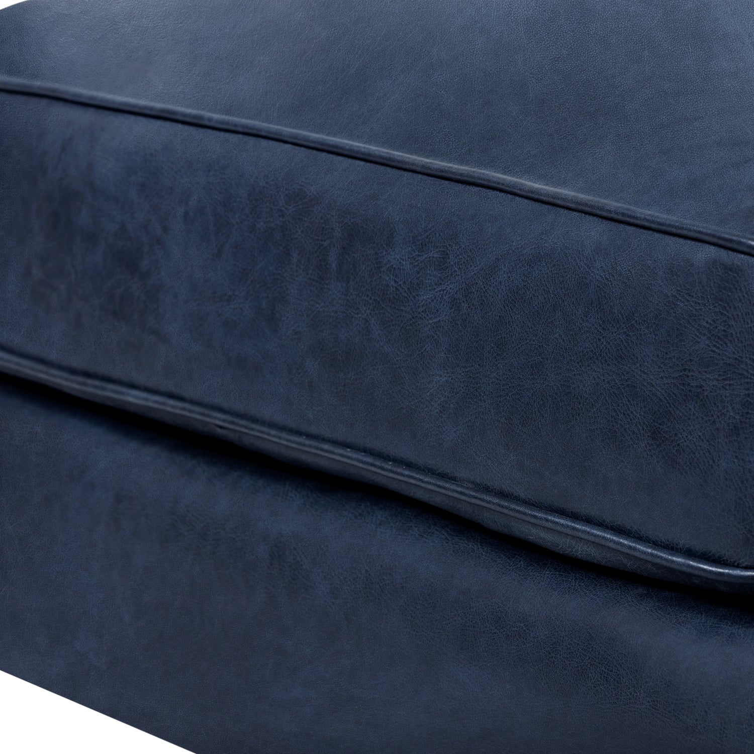 Essex Leather Ottoman | Midnight Blue 