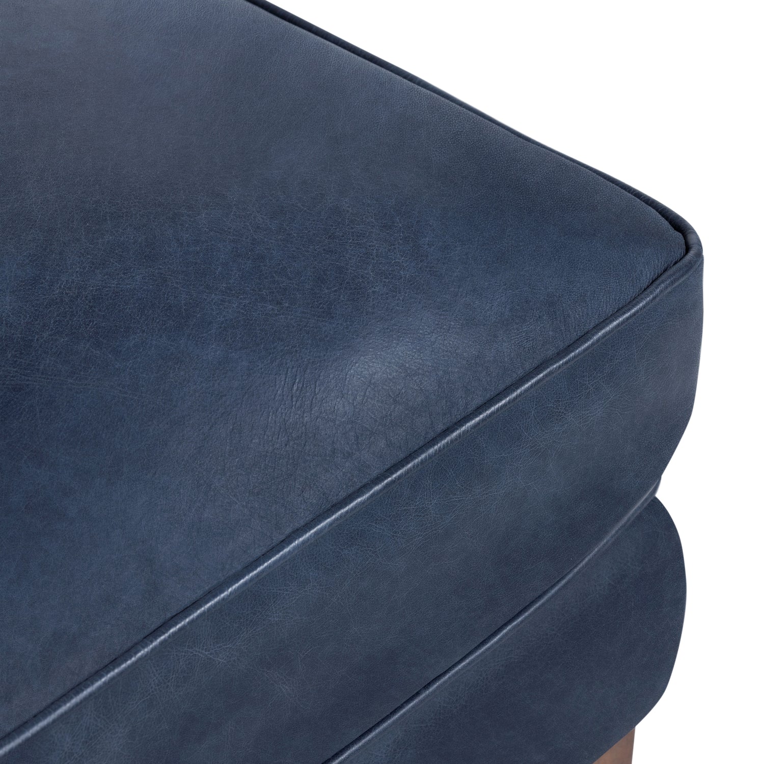 Essex Leather Ottoman | Midnight Blue 