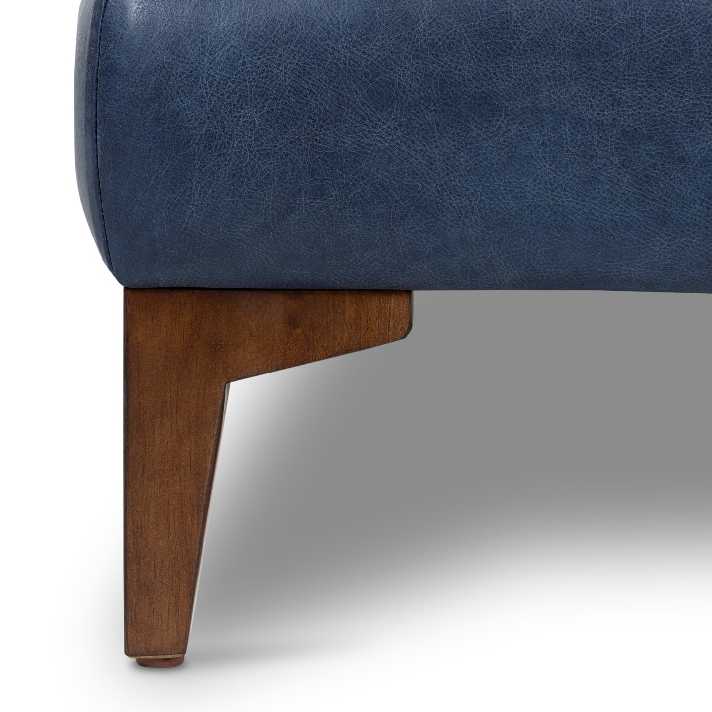 Essex Leather Ottoman | Midnight Blue