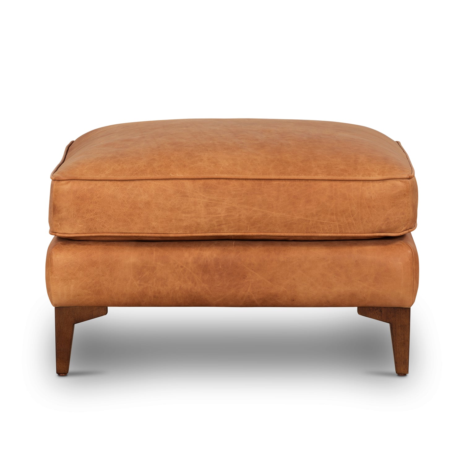 Essex Leather Ottoman | Cognac Tan 