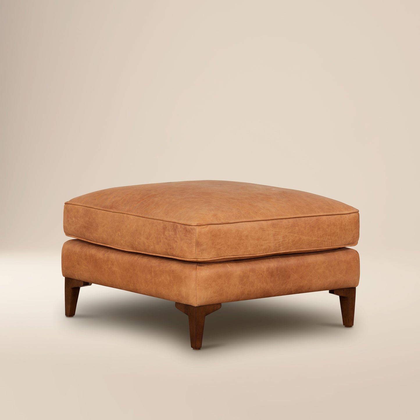 Essex Leather Ottoman | Cognac Tan