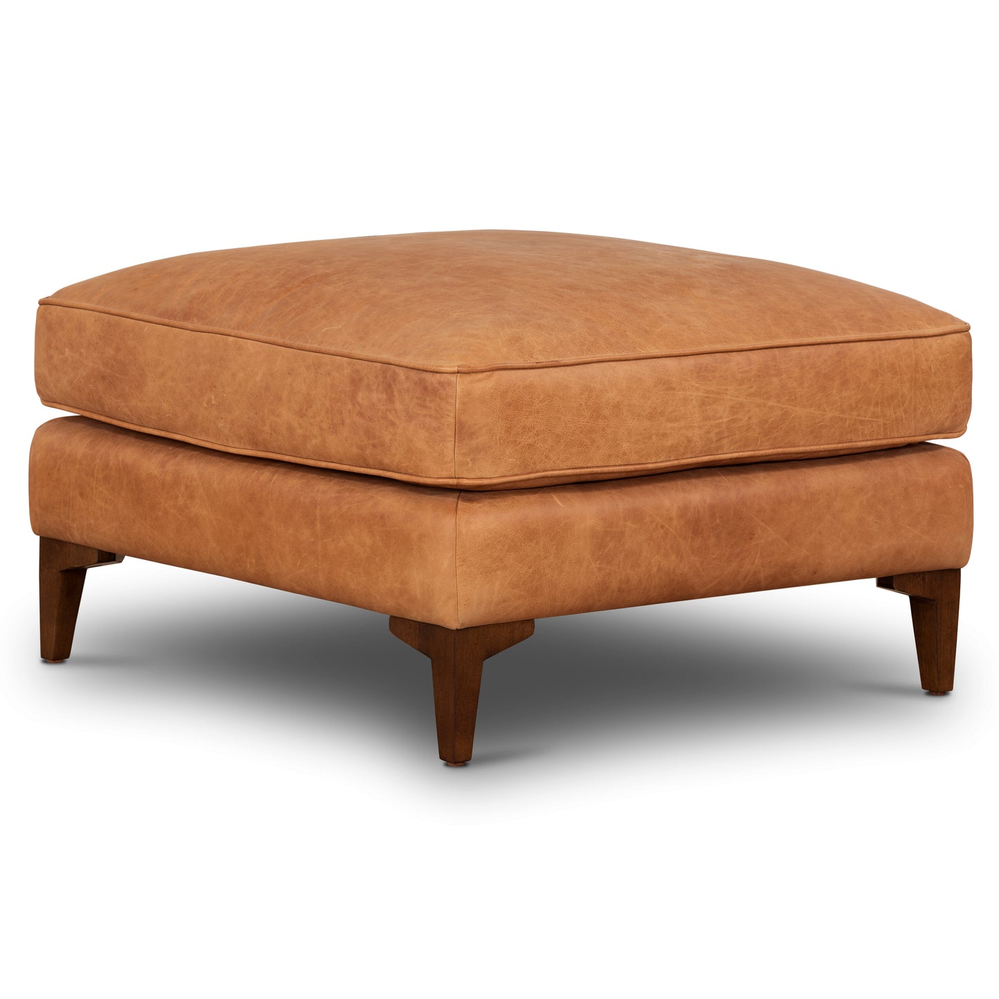 Essex Leather Ottoman | Cognac Tan