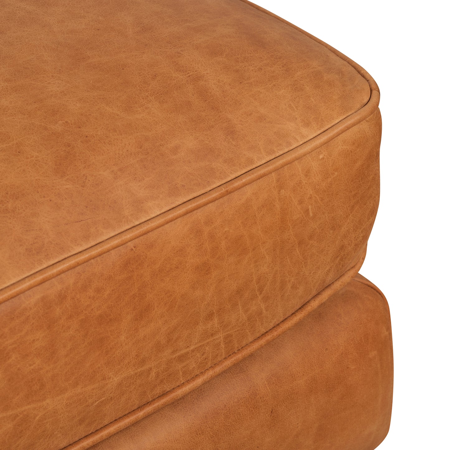 Essex Leather Ottoman | Cognac Tan