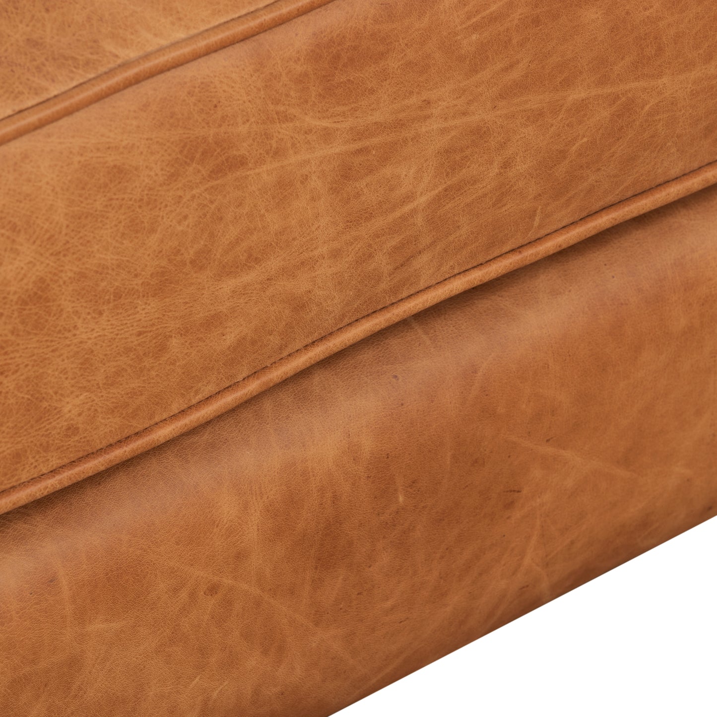 Essex Leather Ottoman | Cognac Tan