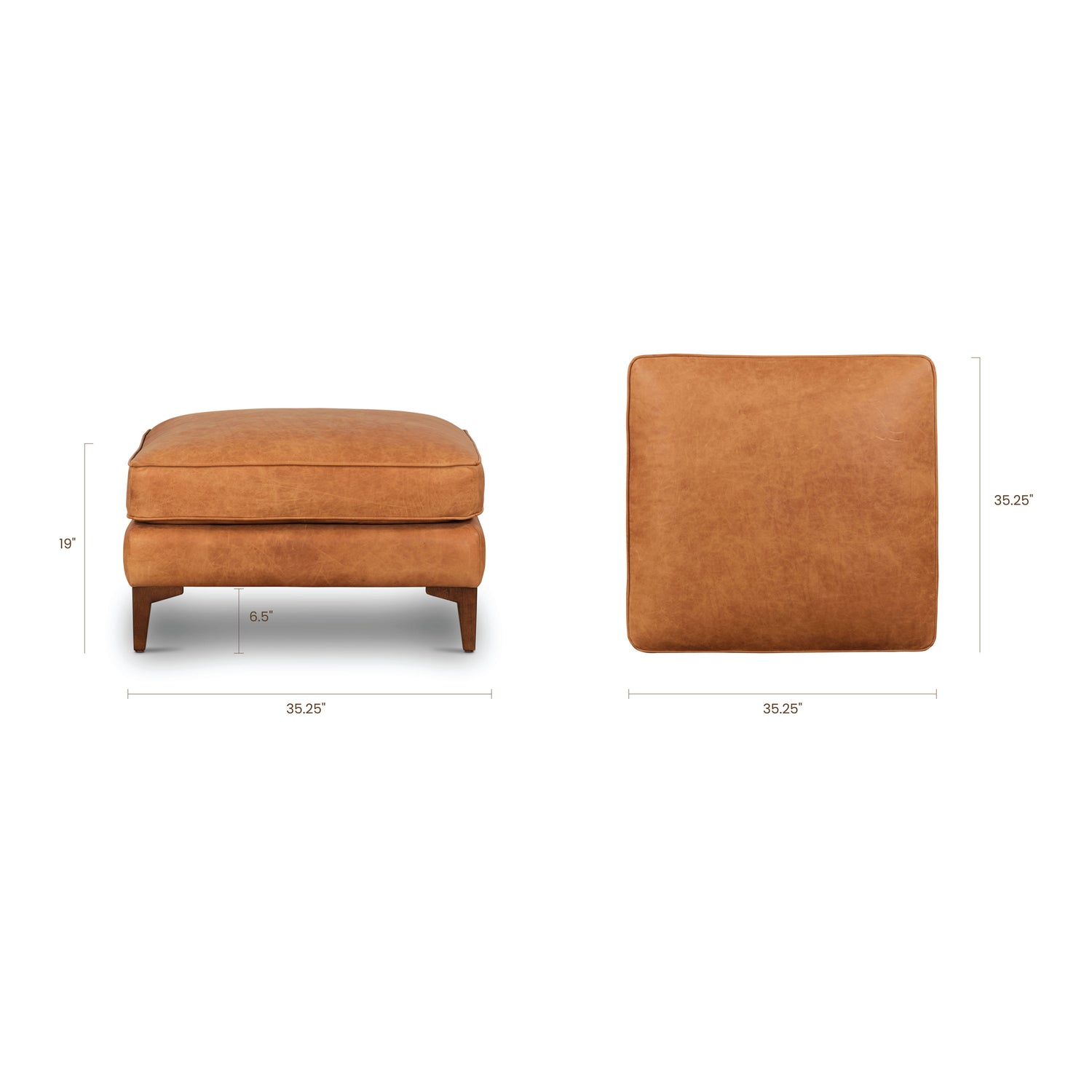 Essex Leather Ottoman | Cognac Tan 