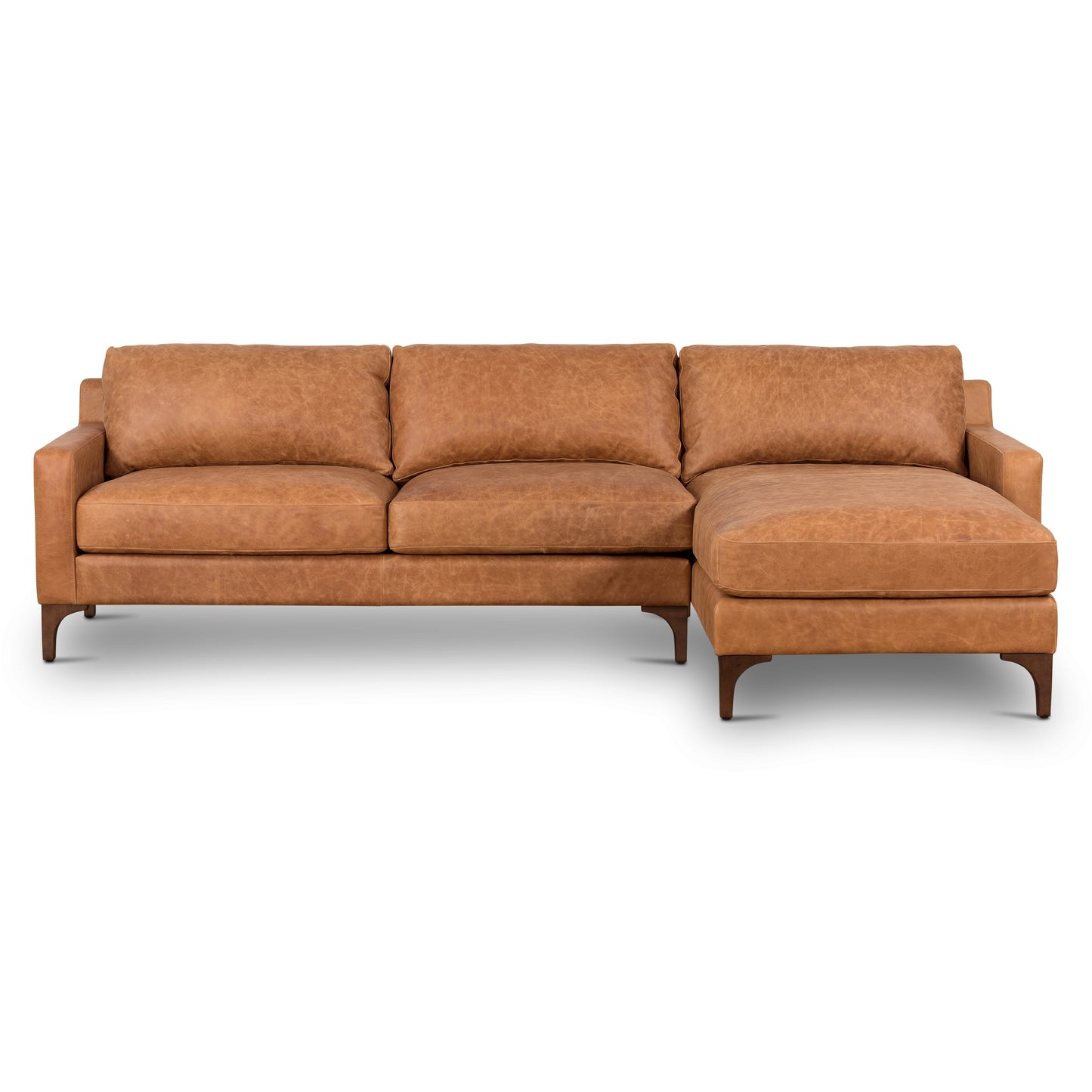 Sorrento 105" Leather Right-Facing Sectional Sofa | Cognac Tan