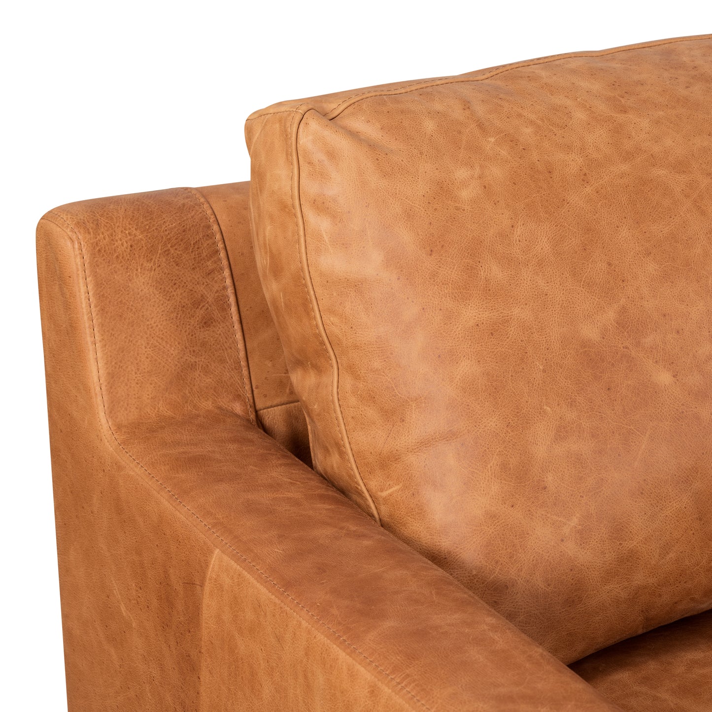 Sorrento 105" Leather Right-Facing Sectional Sofa | Cognac Tan