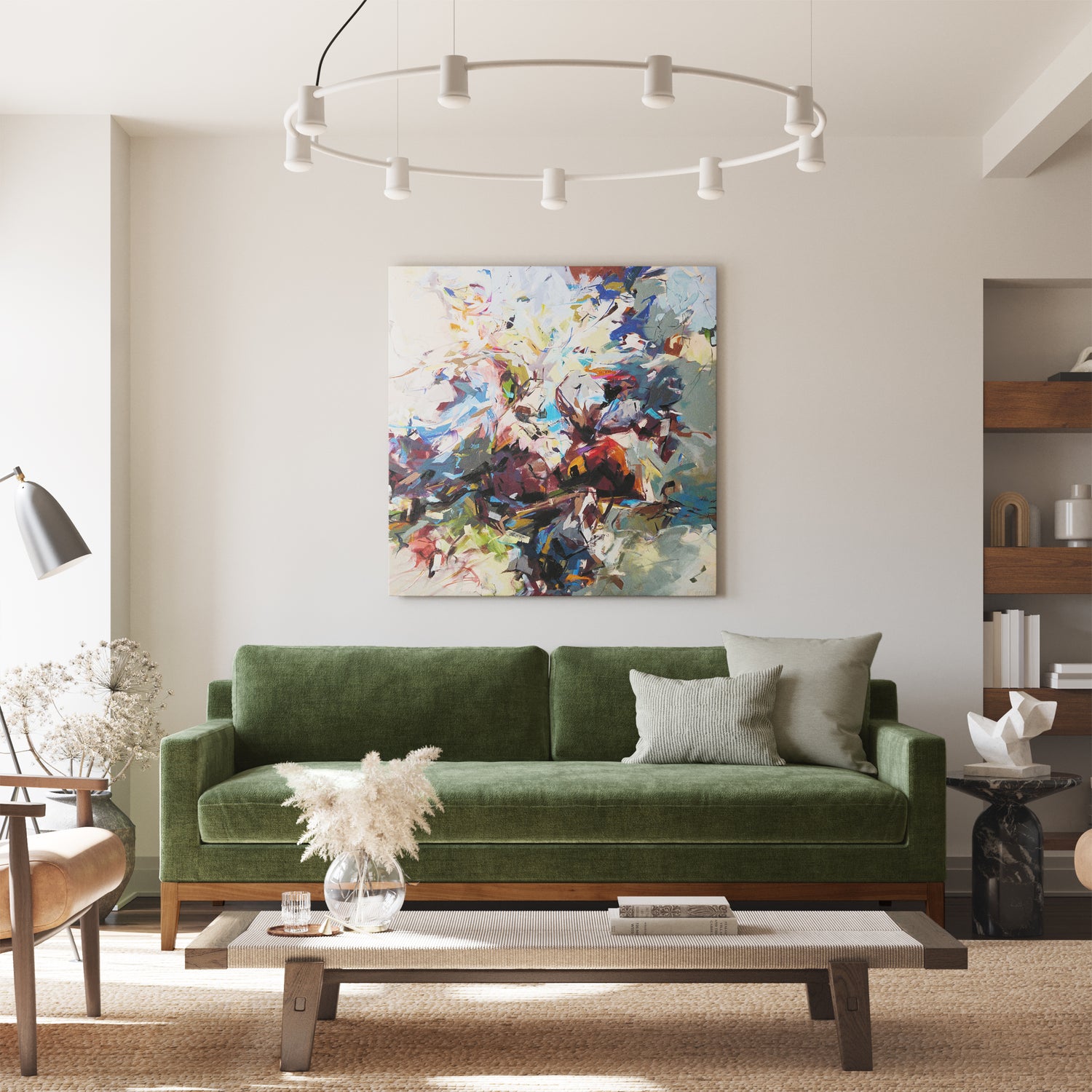 Zyon Velvet Sofa | Distressed Green lifestyle_image