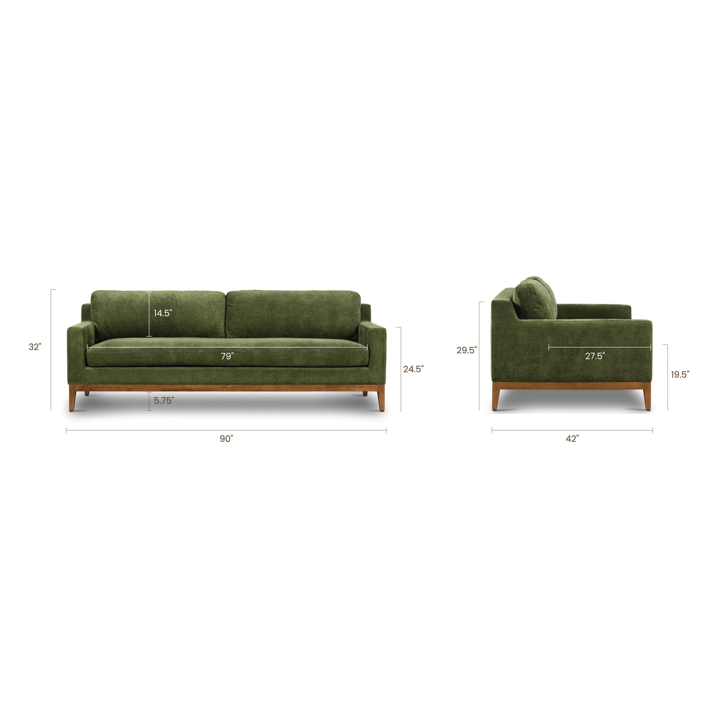 Zyon Velvet Sofa | Distressed Green