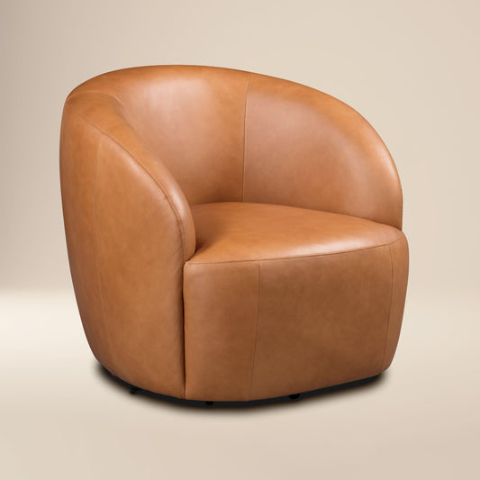 Alma Leather Swivel Chair | Bourbon Tan