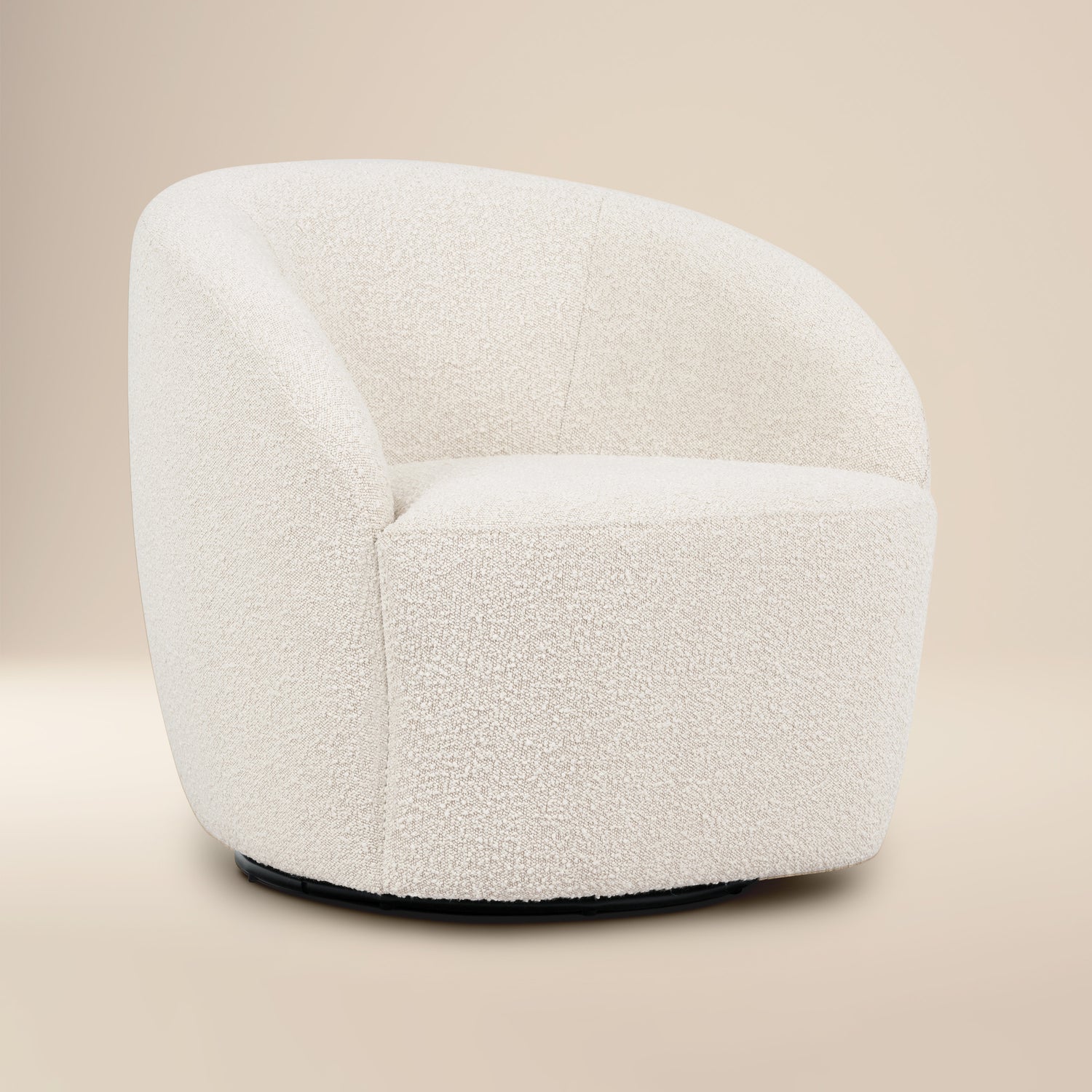 Alma Swivel Lounge Chair | Crema White Boucle 