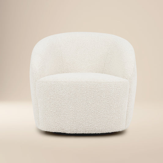 Alma Swivel Lounge Chair | Crema White Boucle