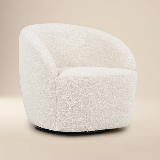 Alma Swivel Lounge Chair | Crema White Boucle