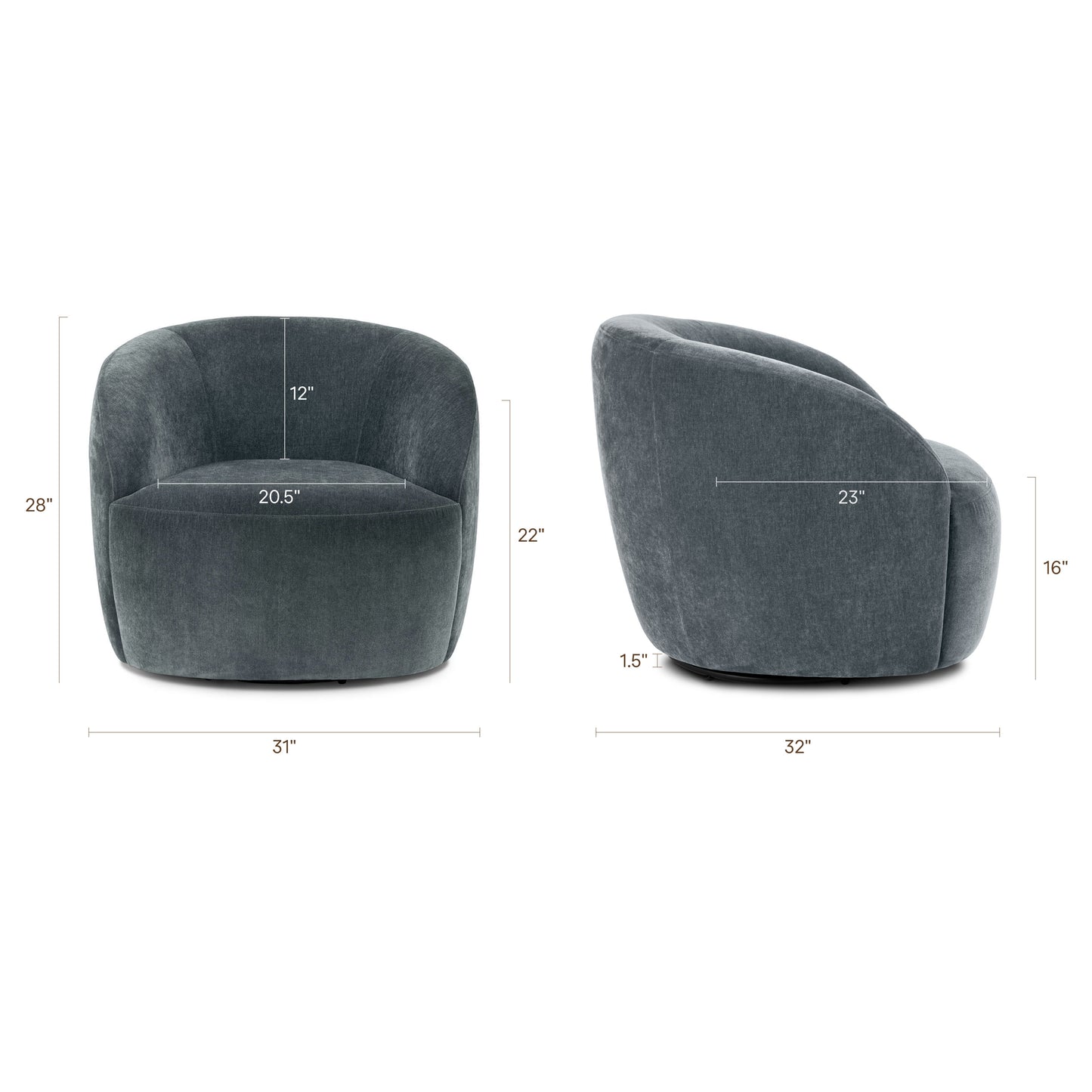 Alma Swivel Lounge Chair | Boreal Blue