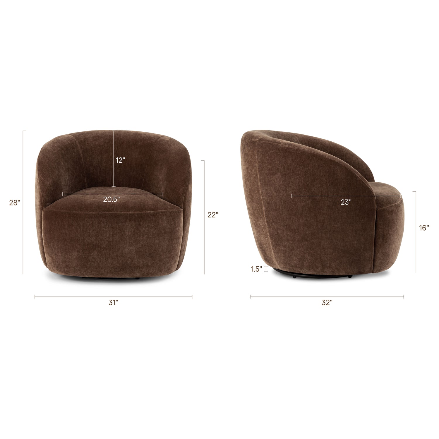 Alma Swivel Lounge Chair | Bronzer Brown 