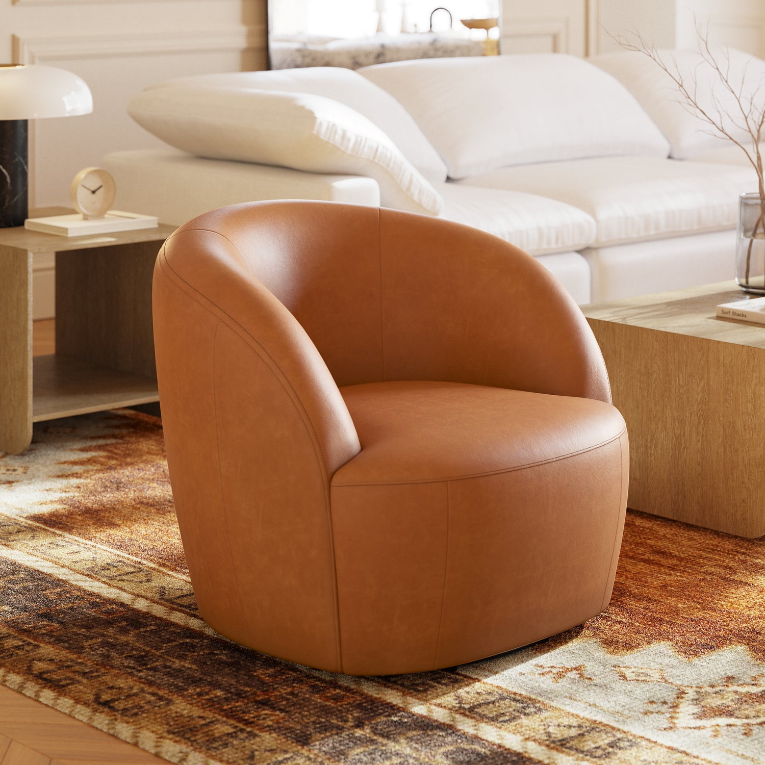 Alma Leather Swivel Chair | Bourbon Tan lifestyle_image