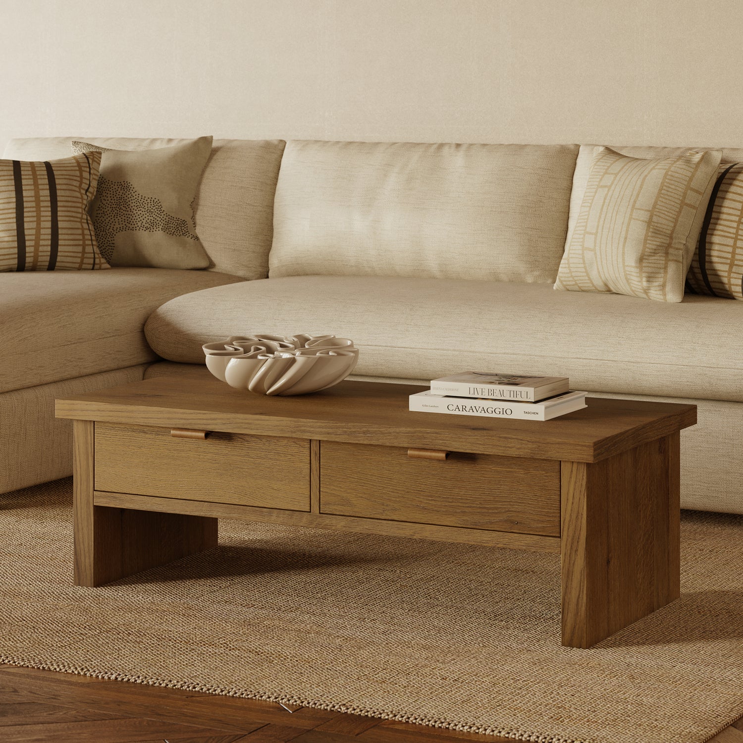 Elliot Coffee Table | Drift Oak lifestyle_image