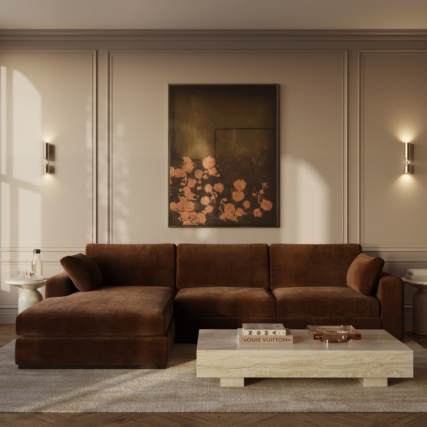 Malaga Left-Facing Sectional Sofa | Bronzer Brown 