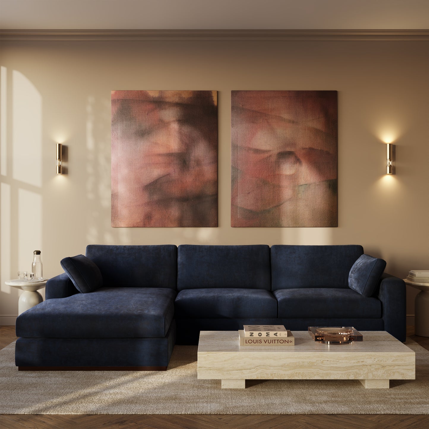 Malaga Left-Facing Sectional Sofa | Mystic Blue