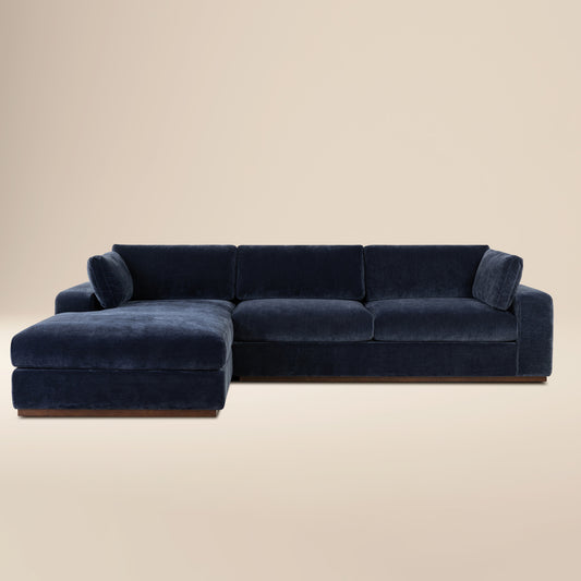 Malaga Left-Facing Sectional Sofa | Mystic Blue