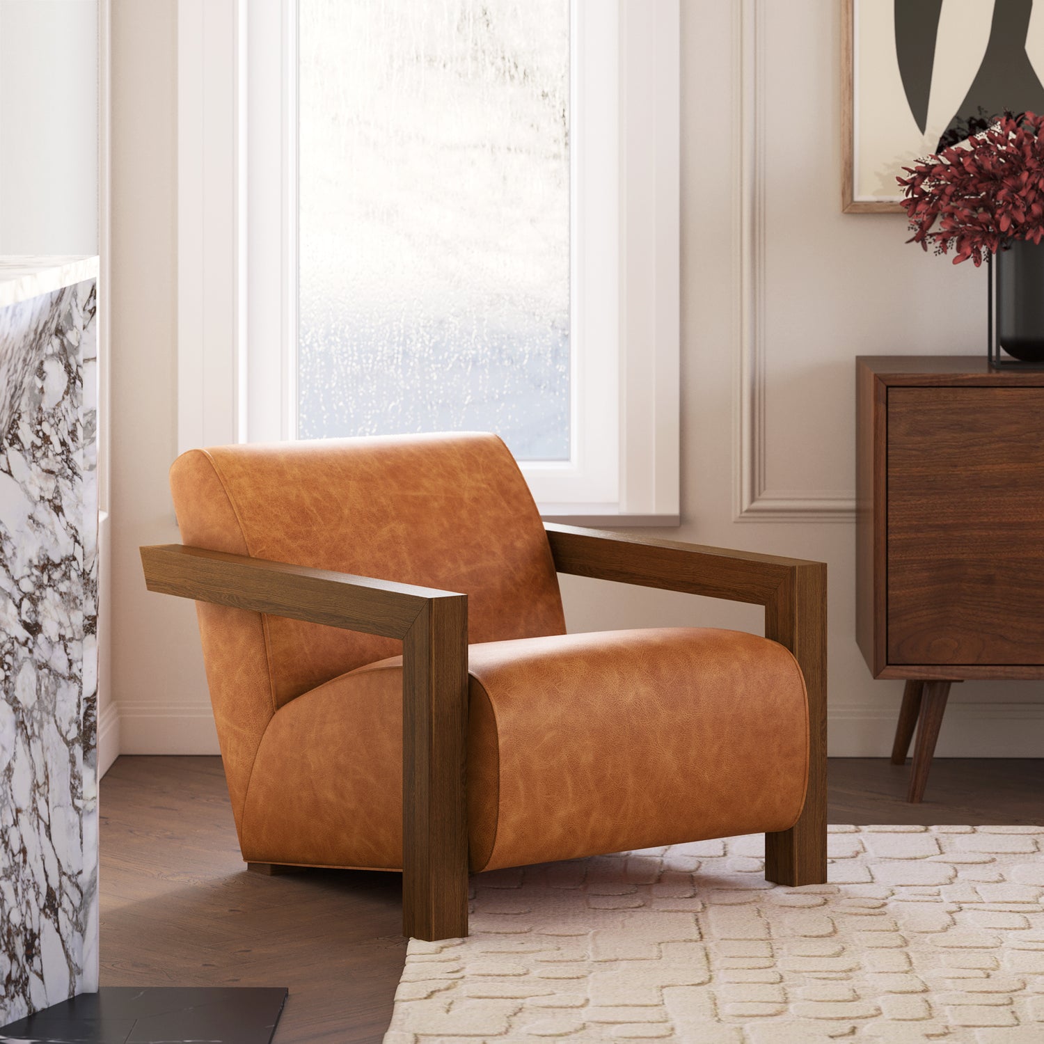 Giza Leather Lounge Chair | Cognac Tan | Set of 2 lifestyle_image