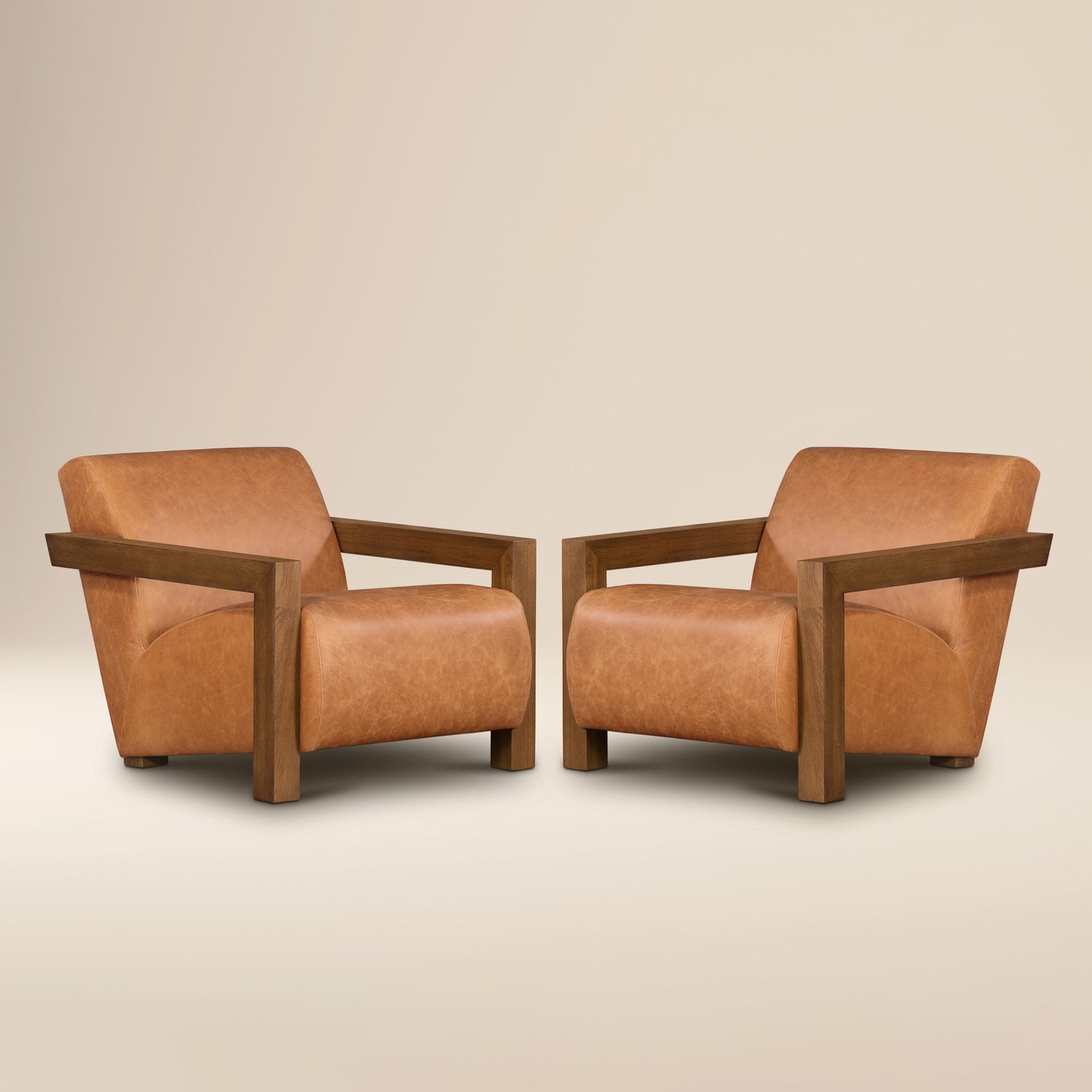 Giza Leather Lounge Chair | Cognac Tan | Set of 2 