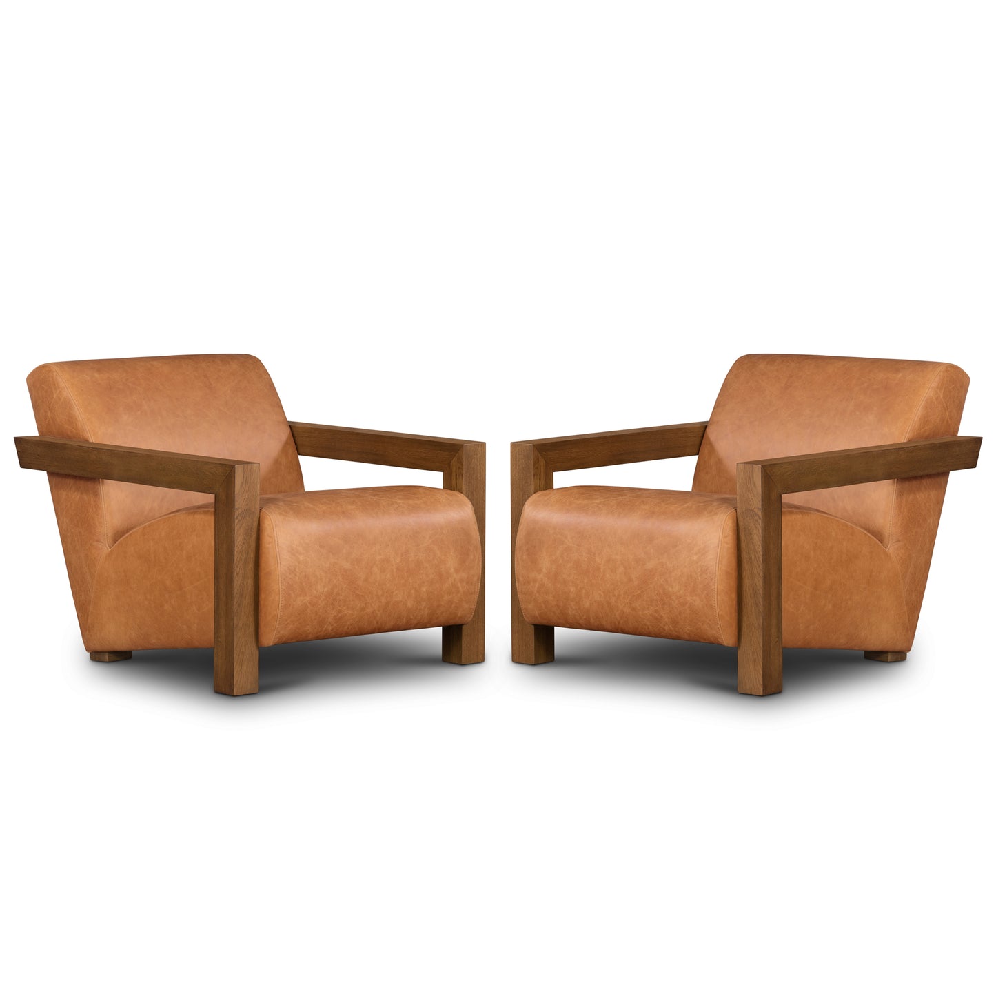 Giza Leather Lounge Chair | Cognac Tan | Set of 2