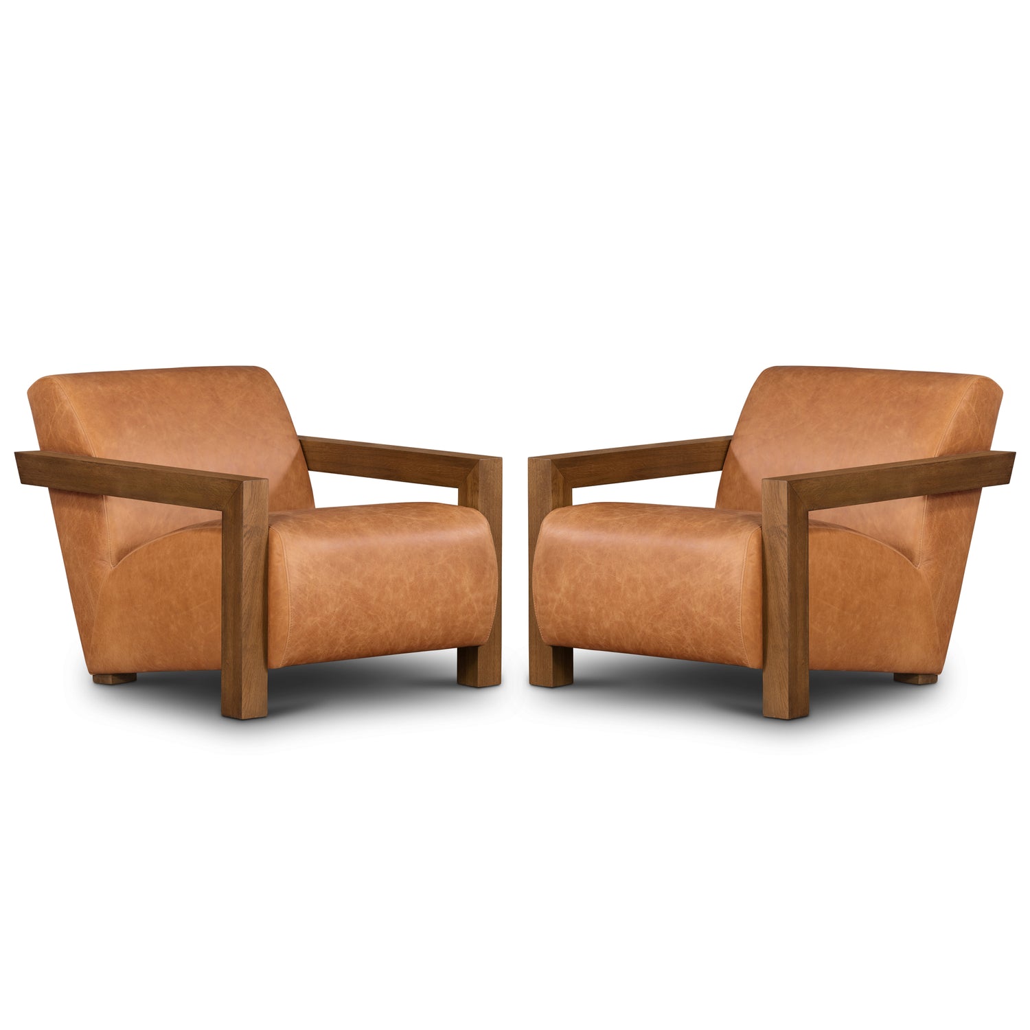 Giza Leather Lounge Chair | Cognac Tan | Set of 2 