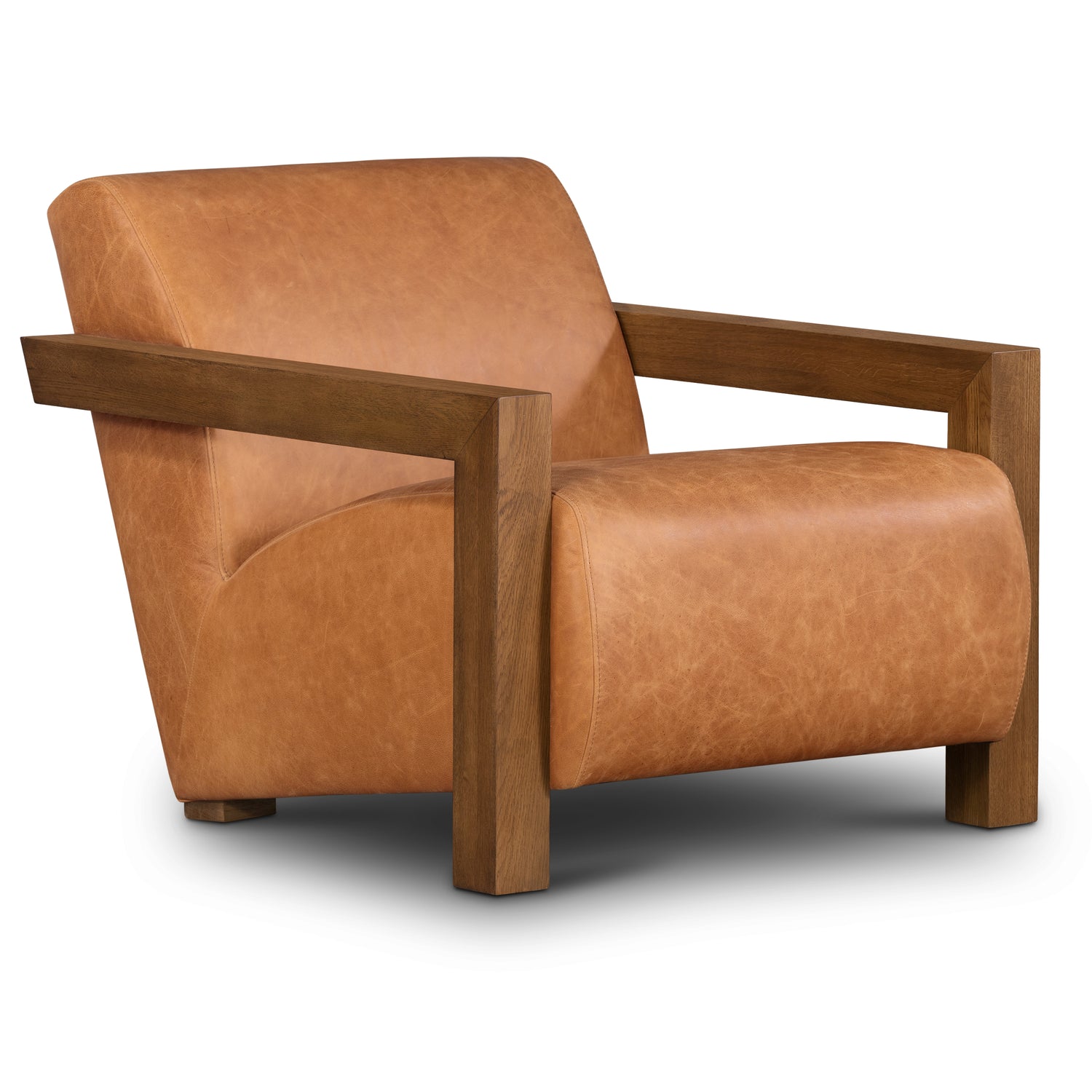 Giza Leather Lounge Chair | Cognac Tan | Single 