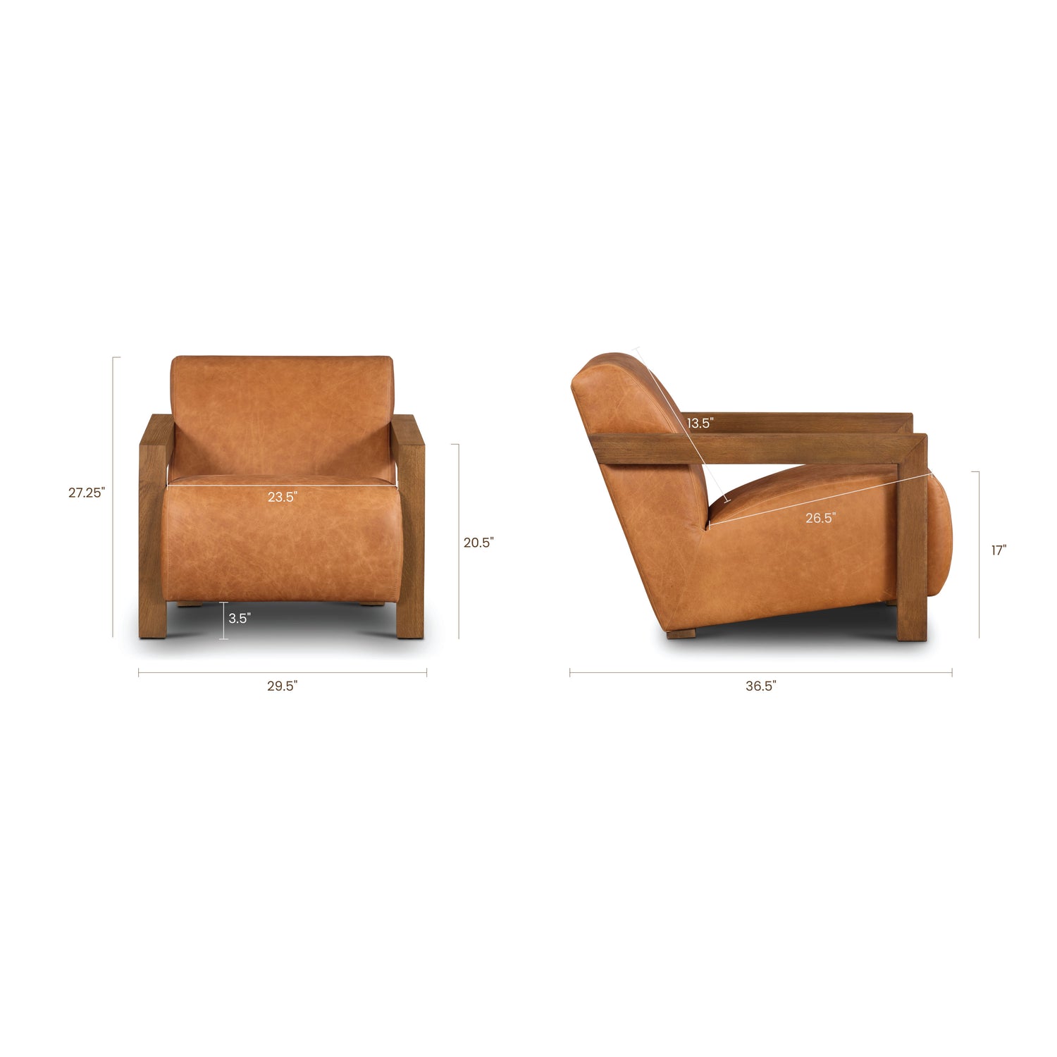 Giza Leather Lounge Chair | Cognac Tan | Single 