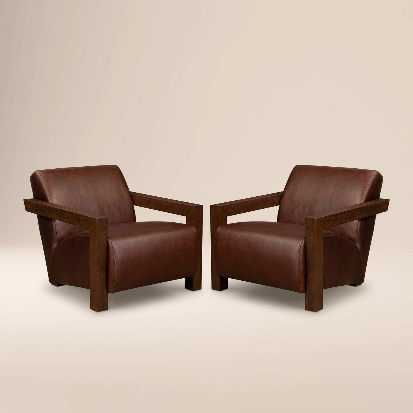 Giza Leather Lounge Chair | Oscuro Brown | Set of 2