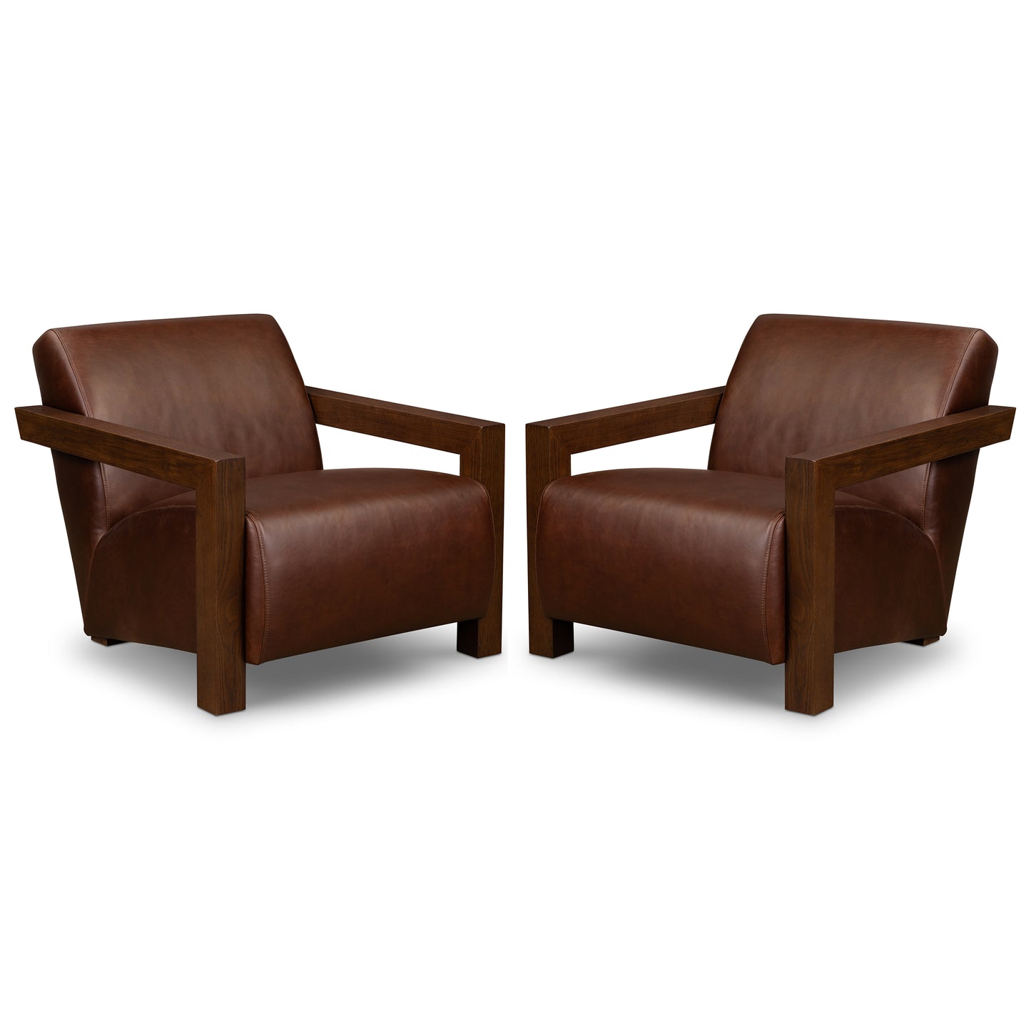 Giza Leather Lounge Chair | Oscuro Brown | Set of 2
