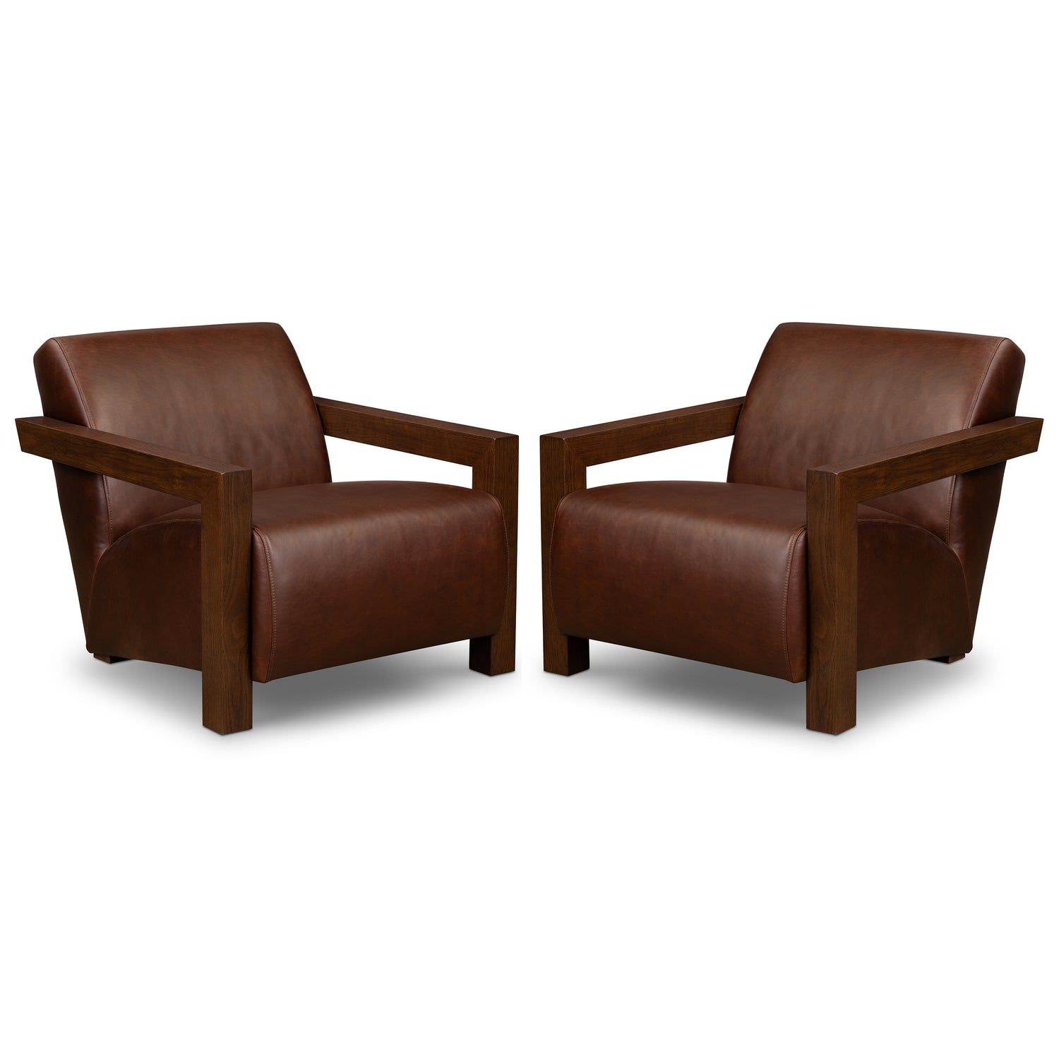 Giza Leather Lounge Chair | Oscuro Brown | Set of 2 