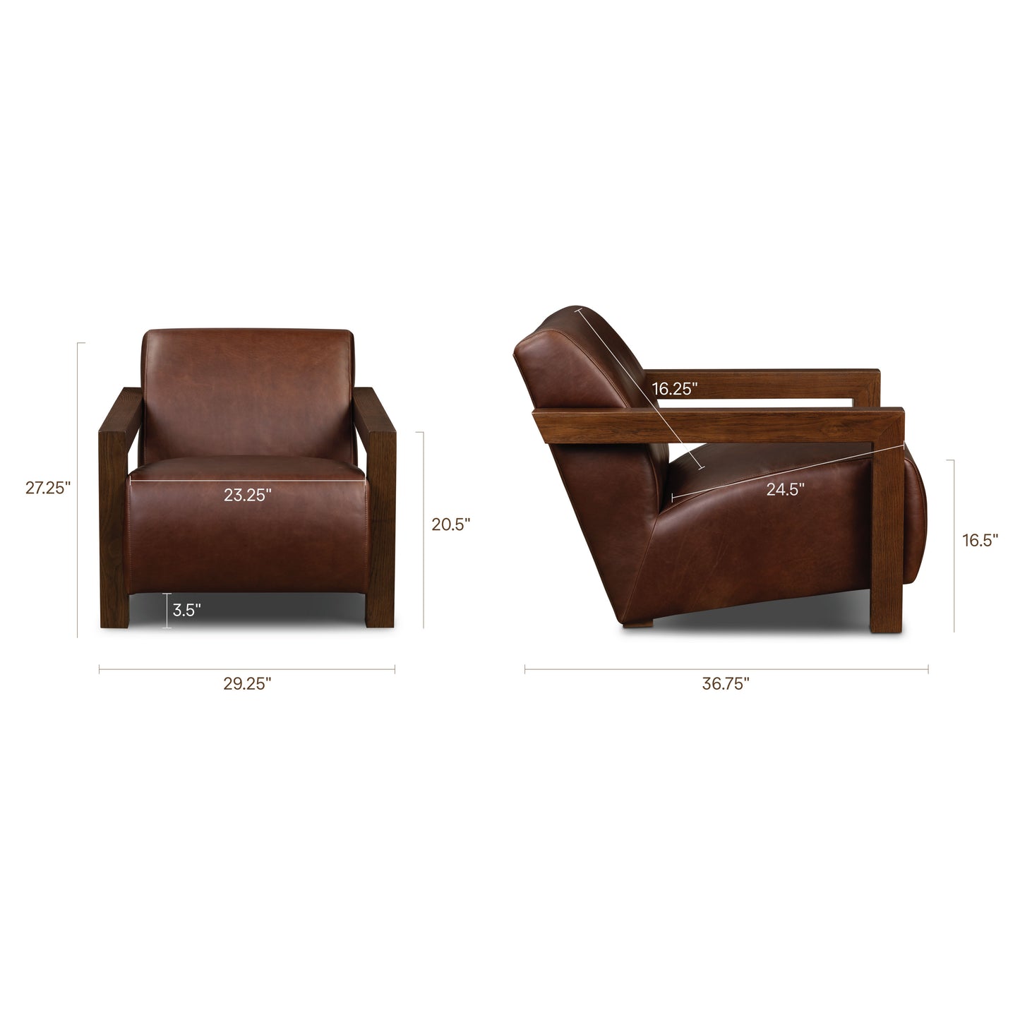 Giza Leather Lounge Chair | Oscuro Brown | Single