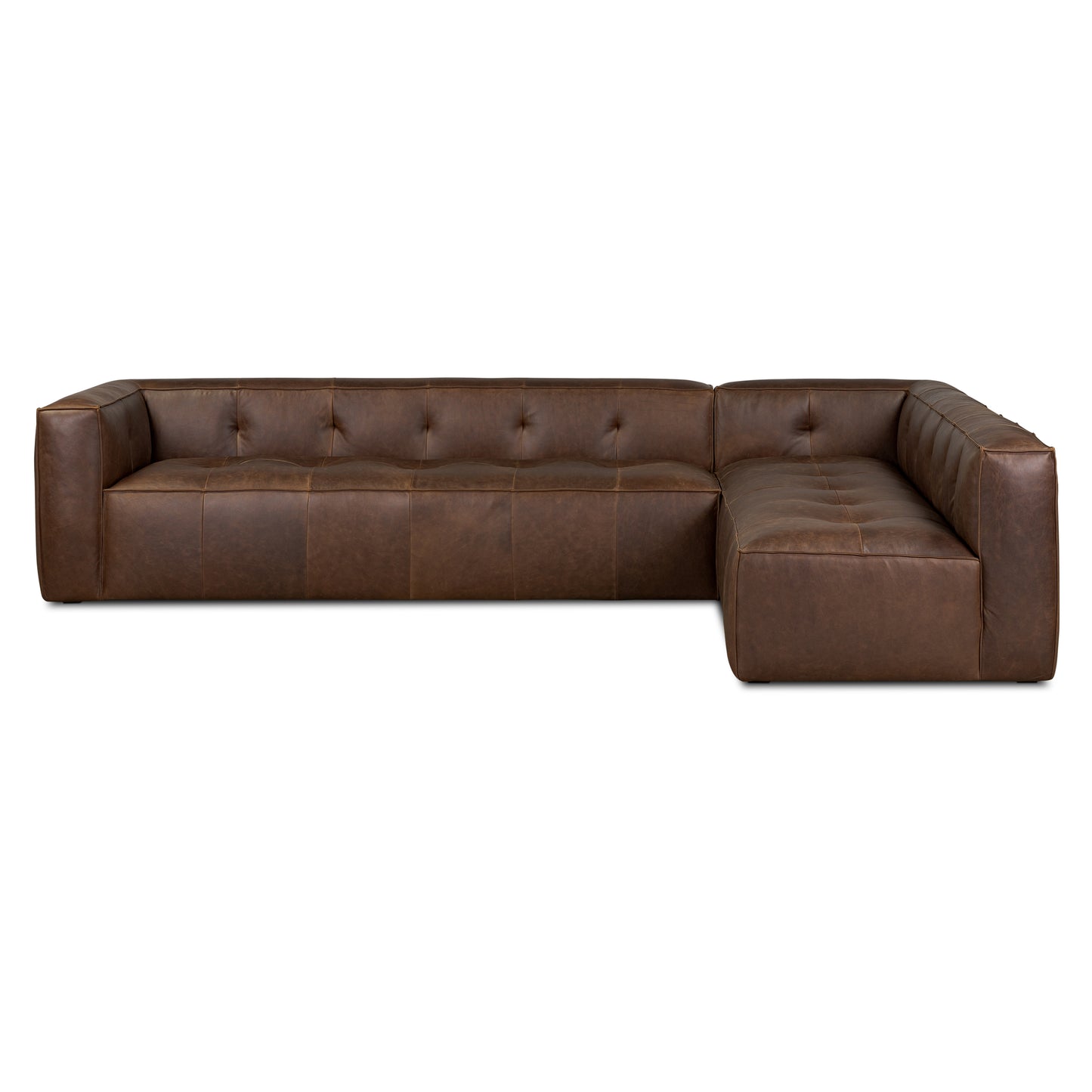Capa 129" Leather L-Shaped Corner Sectional Sofa | Chocolate Brown