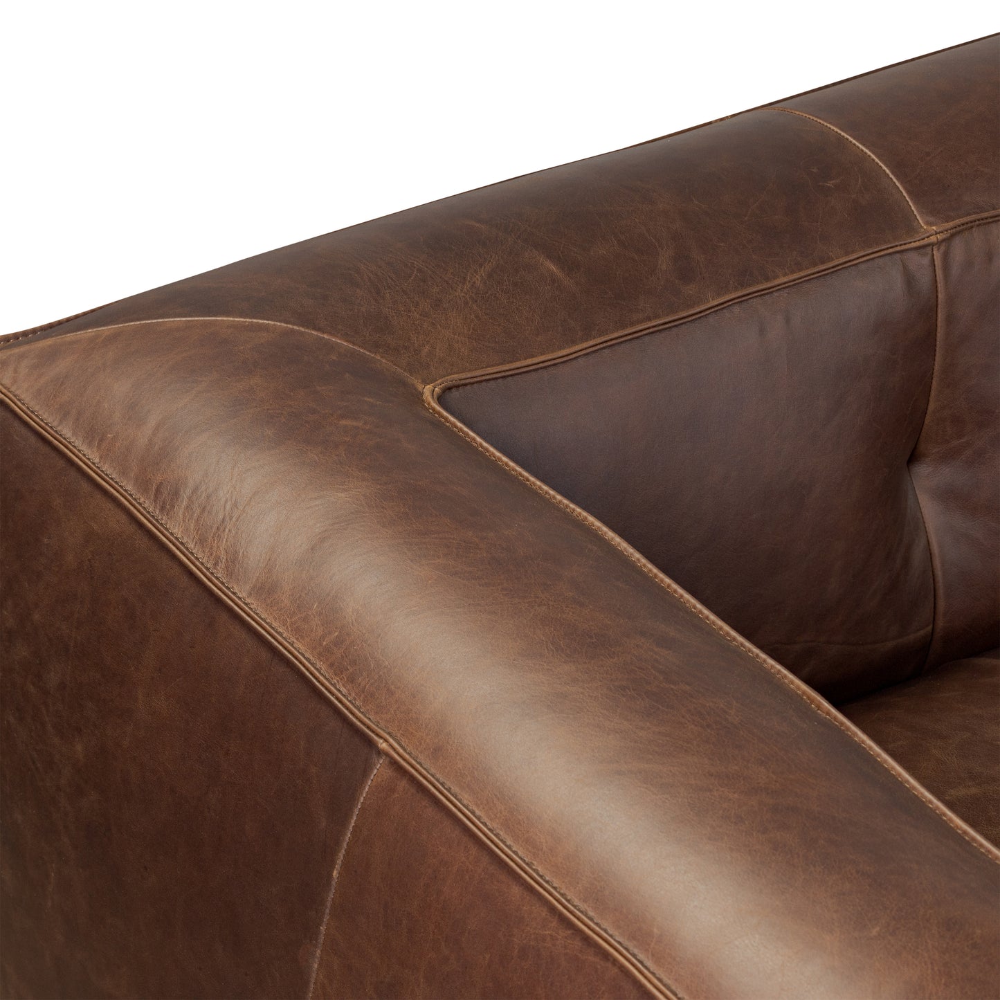 Capa 129" Leather L-Shaped Corner Sectional Sofa | Chocolate Brown