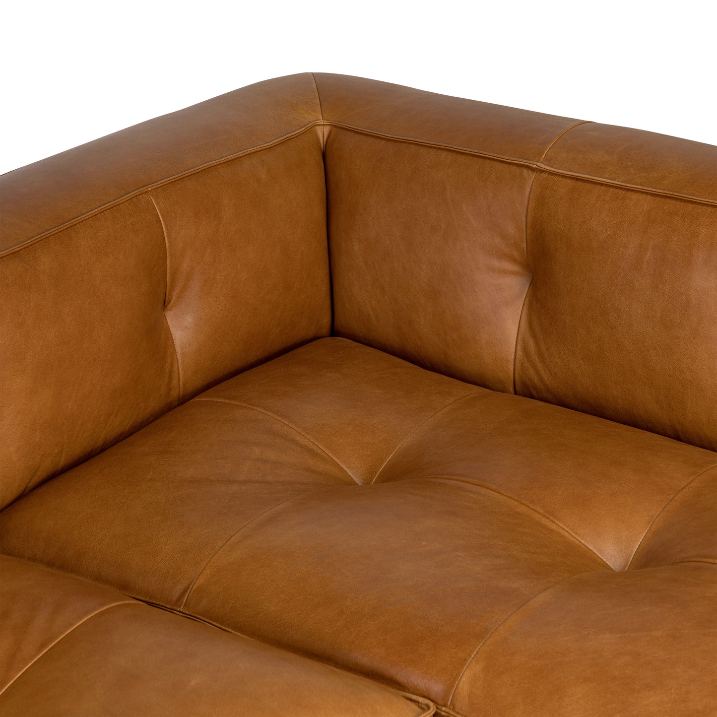 Capa 129" Leather L-Shaped Corner Sectional Sofa | Saddle Tan