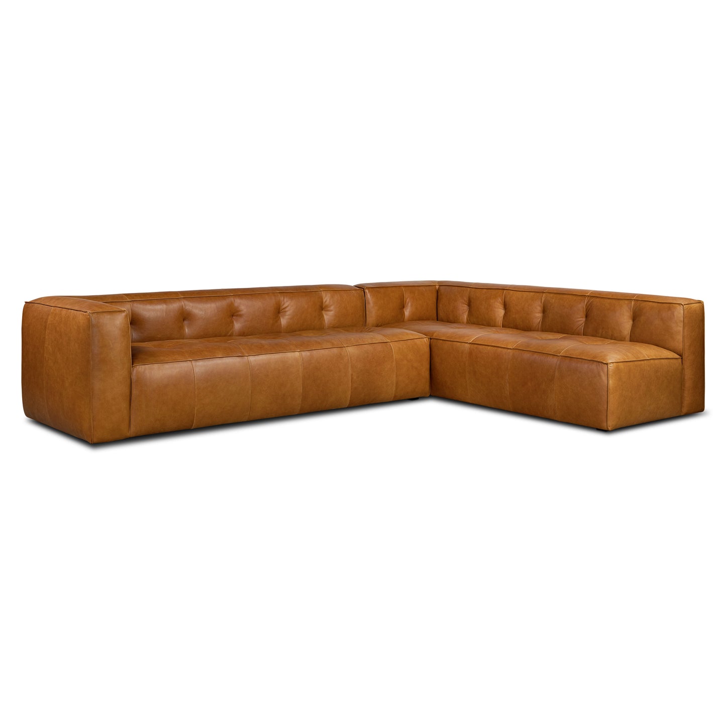 Capa 129" Leather L-Shaped Corner Sectional Sofa | Saddle Tan