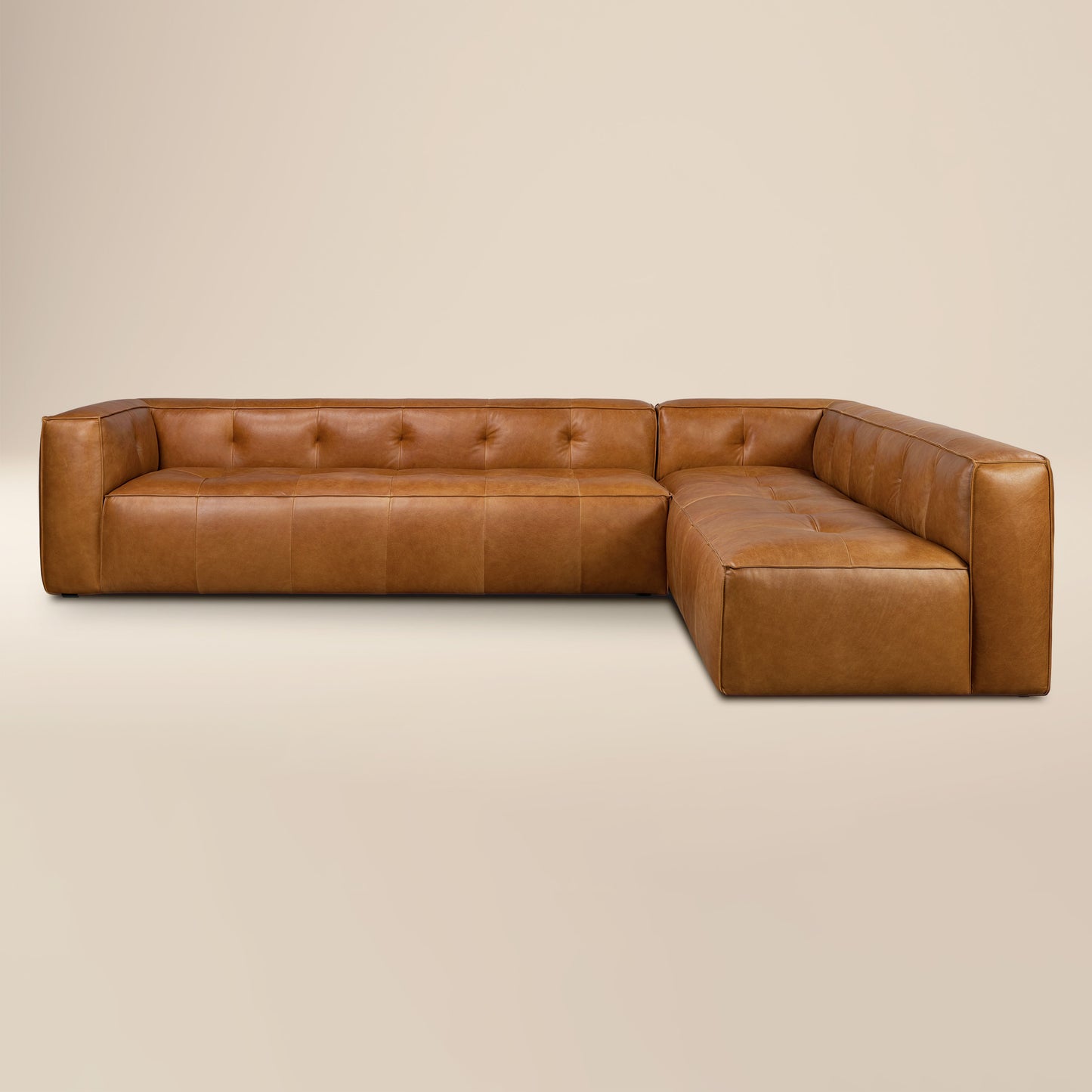 Capa 129" Leather L-Shaped Corner Sectional Sofa | Saddle Tan