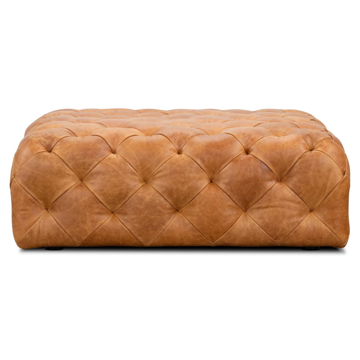 Turin Leather Ottoman | Cognac Tan 