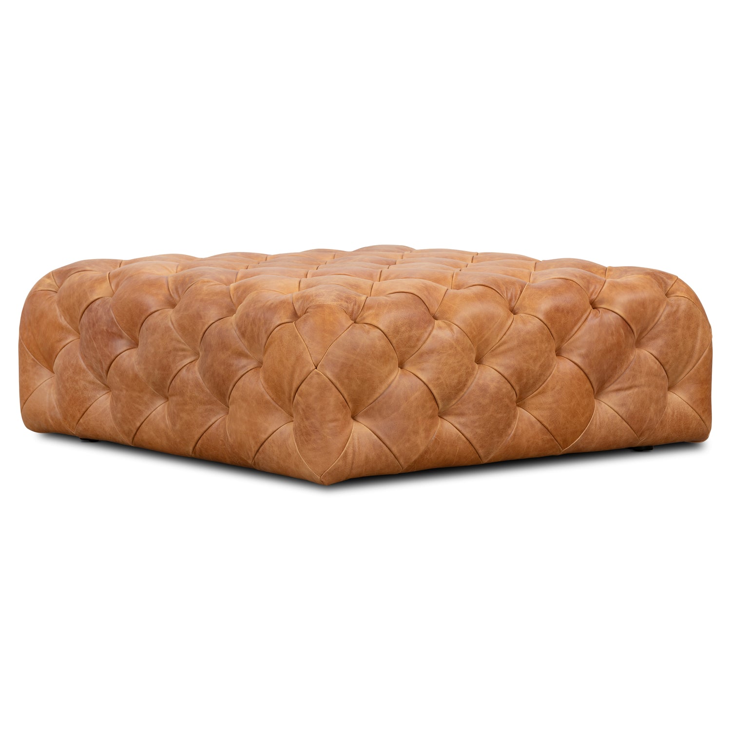 Turin Leather Ottoman | Cognac Tan 