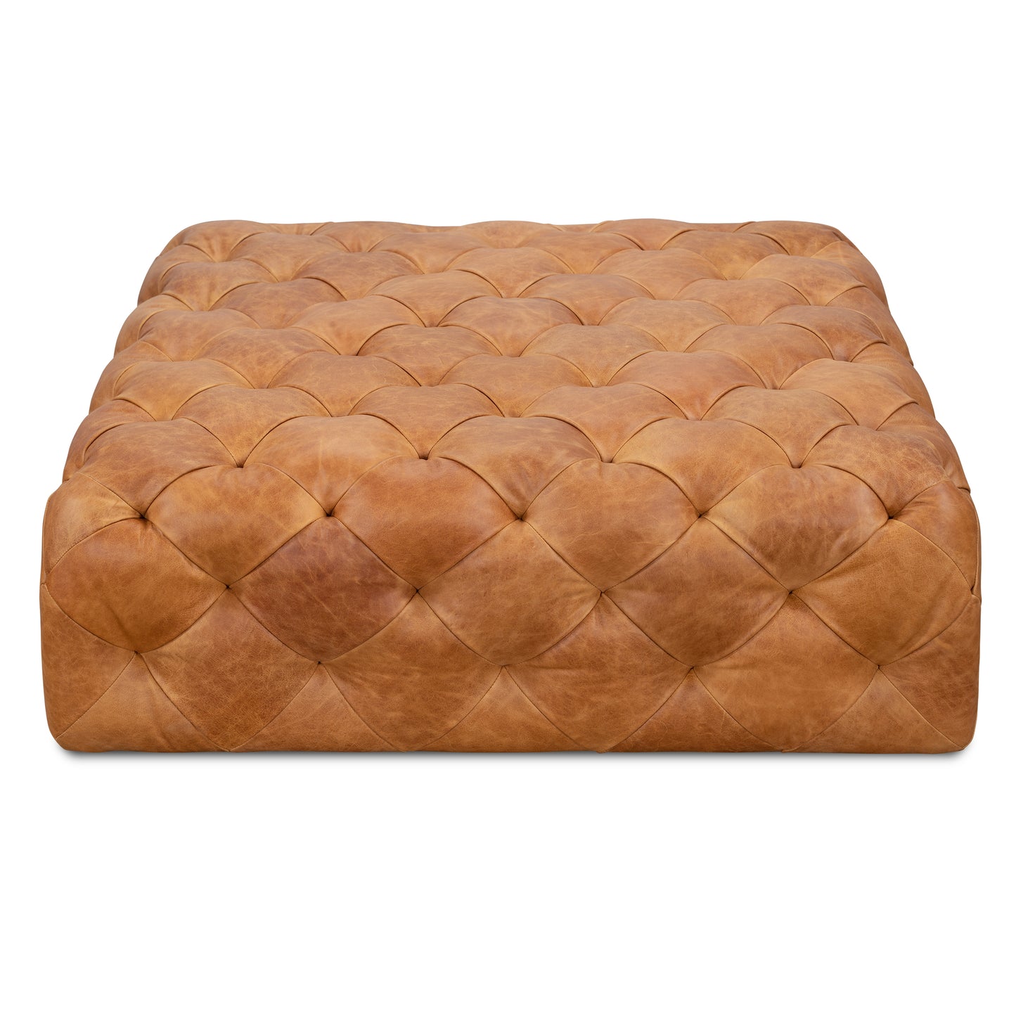 Turin Leather Ottoman | Cognac Tan
