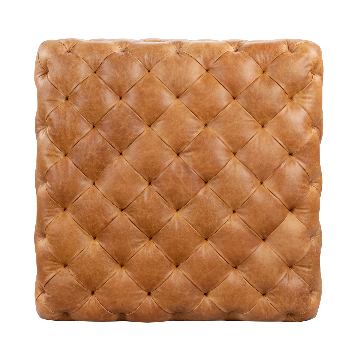 Turin Leather Ottoman | Cognac Tan 