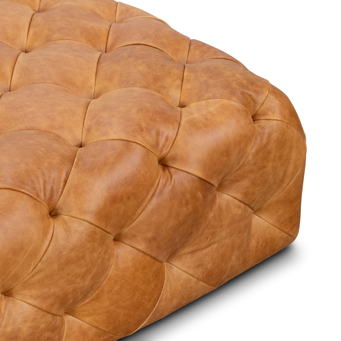Turin Leather Ottoman | Cognac Tan