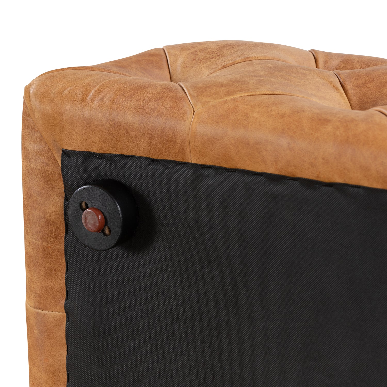 Turin Leather Ottoman | Cognac Tan 