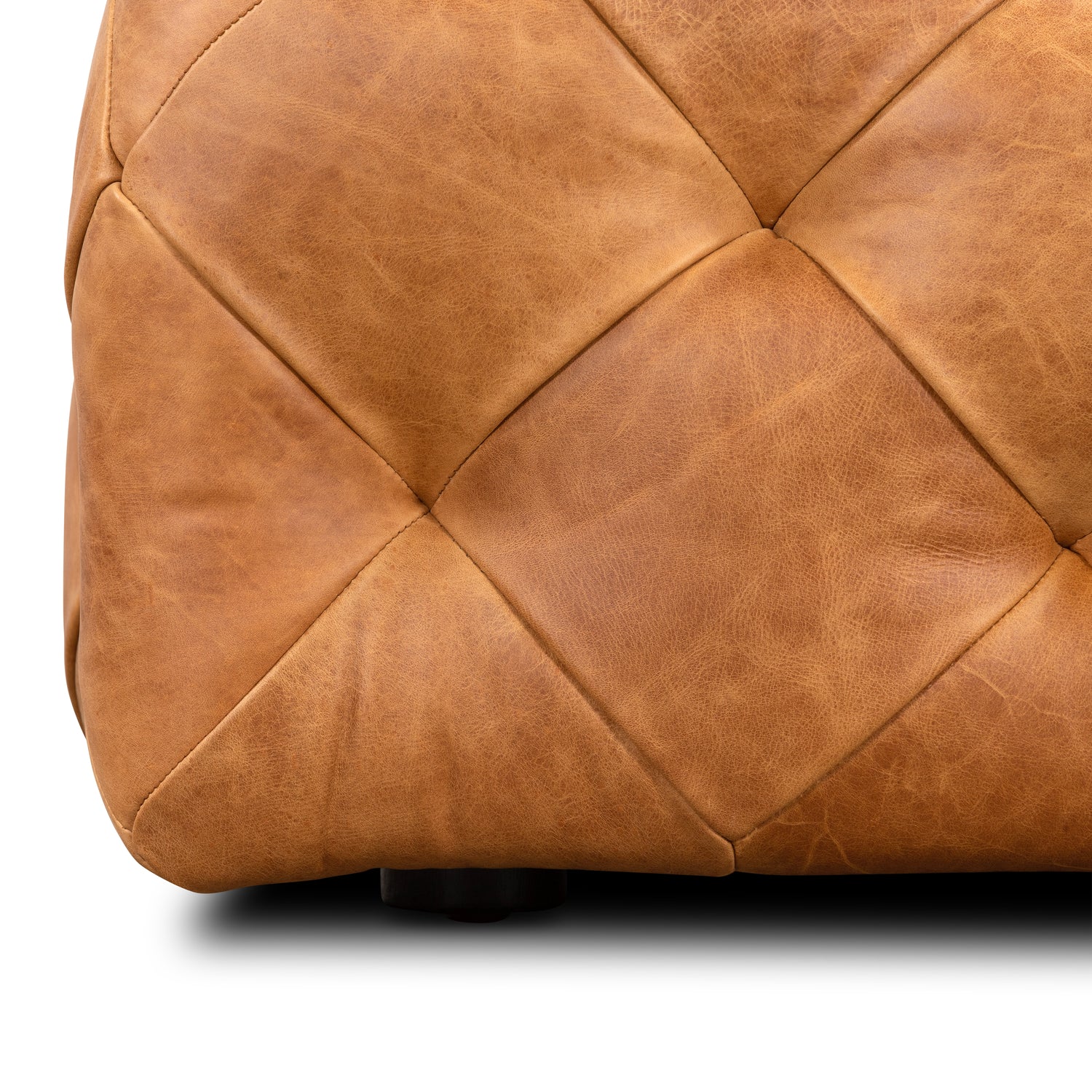 Turin Leather Ottoman | Cognac Tan 