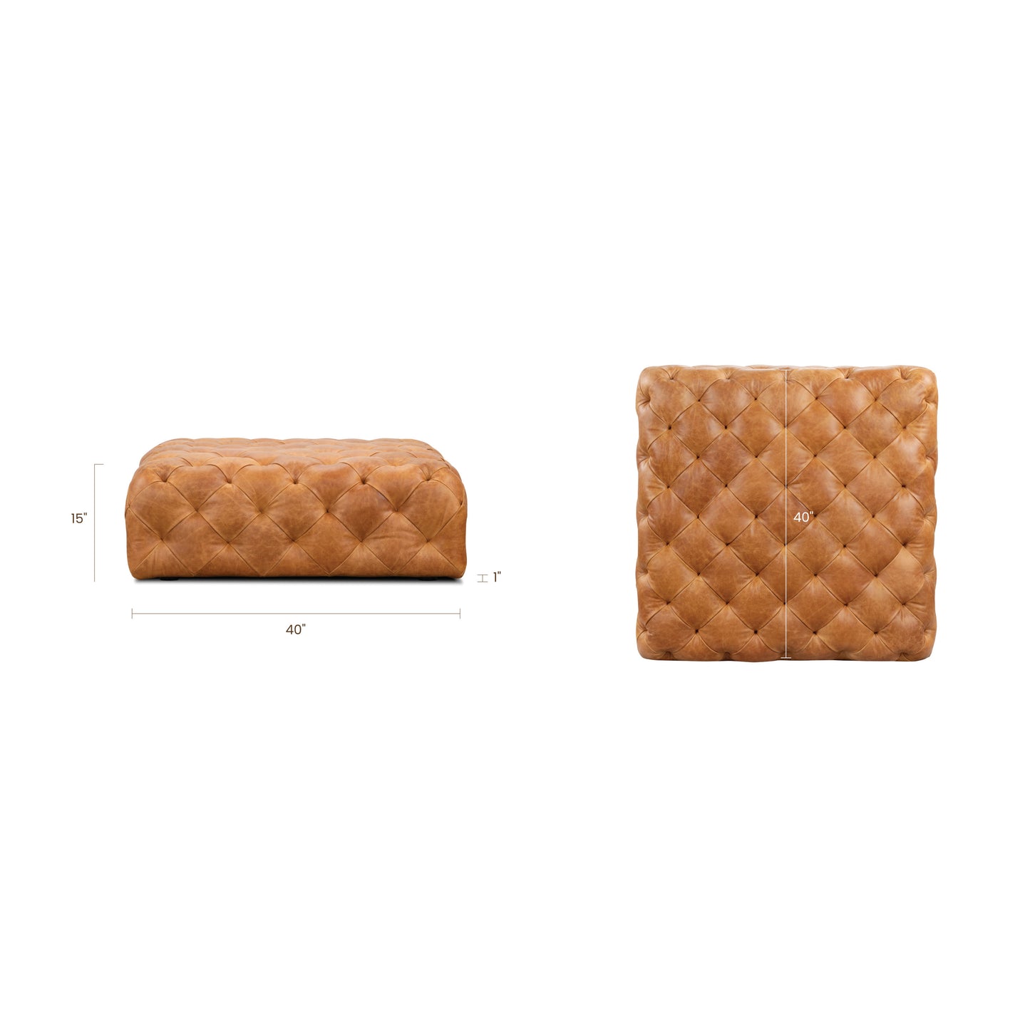 Turin Leather Ottoman | Cognac Tan