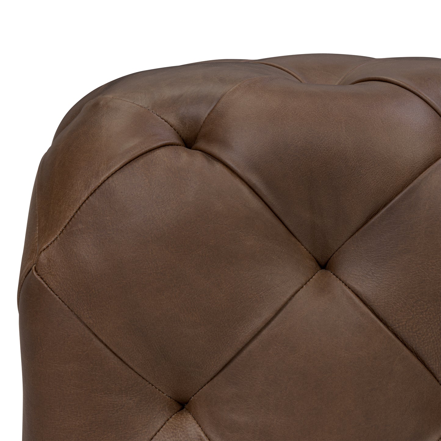 Turin Leather Ottoman | Cocoa Brown