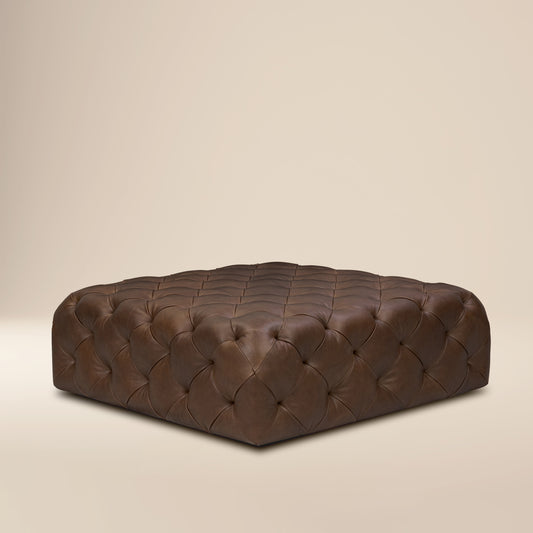 Turin Leather Ottoman | Cocoa Brown
