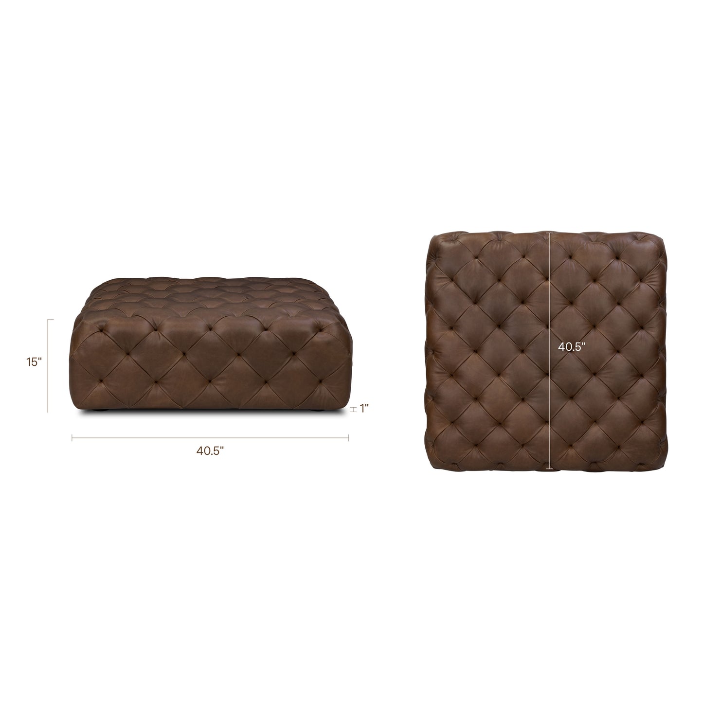 Turin Leather Ottoman | Cocoa Brown